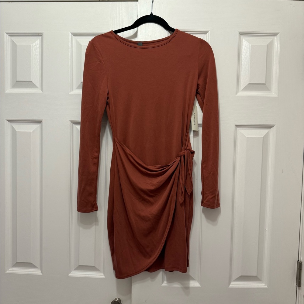 Elegant Rust Long Sleeve Dress
